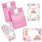 Minkocards 12 Einladungskarten zum Kindergeburtstag Feen Prinzessin Mädchen Einladung Mädchengeburtstag incl. 12 Umschläge, 12 Partytüten/rosa, 12 Aufkleber