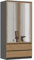 WHATSIZE ENTERPRISE - Modern Double Wardrobe with Drawers - 2 Door Cupboard Contemporary Bedroom Furniture with Mirrors - Anthracite Artisan