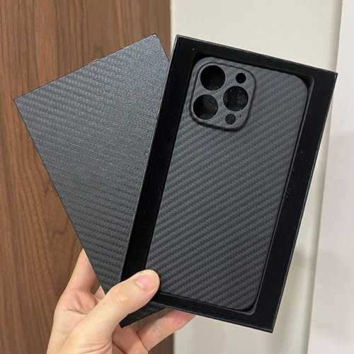 WSDSM Schutzhülle aus echter Aramid-Kohlenstofffaser für iPhone 11 12 13 14 15 Pro Max Plus Mini ProMax für iPhone 15 i13 i14 i15 256/512, Schwarz, für 12 Mini