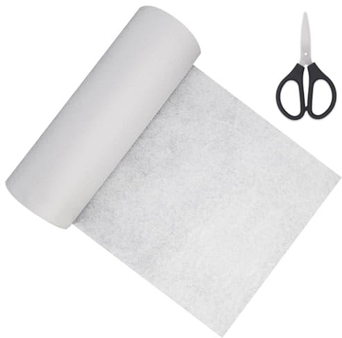 Iron-on Fusible Interfacing Medium Weight - 100cm Wide - 3Metres Single-Sided Non-Woven Interlining Fabric - for Sewing Machine Embroidery Topstitching Crafting Collars and Dress Making White