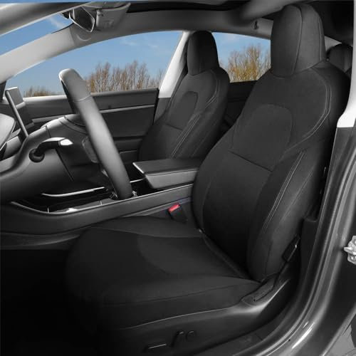 TOYOUN Autositzbezüge Vordersitze für Tesla Model 3 2017-2023/ Model Y 2020-2024 Sitzbezüge Auto Schonbezüge für Tesla Autositze Vorne 2er Tesla zubehör, Schwarz