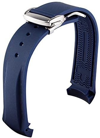 JUANZD Cinturini for orologi in gomma e silicone con estremità curva da 20 mm, 22 mm, 19 mm e 21 mm, compatibili con Omega Watch AT150 SeaMaster 007, compatibili con il marchio Strap Watchband(Navy bl