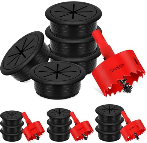 Glarks 6 passacavi flessibili da scrivania da 53 mm, coperture per fori per cavi da scrivania con sega a tazza, copertura per foro per cavi, copertura per foro per cavi da scrivania, per cavi da