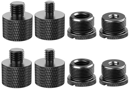 IXTECH Mic Stand Adapter Set 8 pieces Metal Microphone Stand Screw Thread Adapter 5/8 Female to 3/8 Male 3/8 Female to 5/8 Male 5/8 Female to 1/4 Male 1/4 Female to 5/8 Male Tripod Adapter ADP03 Black