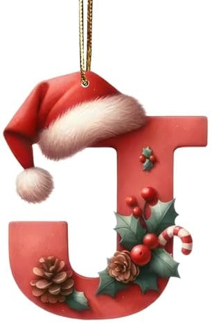 26 Alphabet Letters Ornaments A to Z Hanging Xmas Letters for Christmas Tree, Monogram Alphabet with Name Ornaments (J)