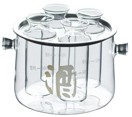 KESOTO Juego de Sake de Vidrio, Vasos de Sake fríos, Botella de Jarra de Sake Transparente para Cocina de Oficina
