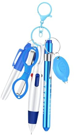 perfeclan Set di penne per infermiere Set di clip per portachiavi infermieristico Regalo per infermiere Penne per per infermieri Penna a sfera retrattile, Blu