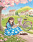 YarnAdventures Malen Nach Zahlen Kinder Anfänger,Mädchen unter dem Kirschbaum,DIY Ölgemälde Leinwand Kit für Geschenke und Home Wand Dekor,40x50cm Ohne Rahmen