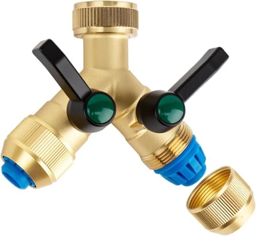 Hydrogarden 2 Wege Verteiler Wasser 3/4 Zoll mit 2 x1/2 Stutzen für Schlauchkupplungen Stecksystem Schlauchverbindung