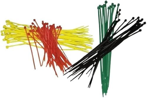 100 Pack Zip Cable Ties Multicolour, Tensile Strength with UV Resistant, Nylon Plastic Self Locking Large Wrap for Tidy Wires Home Workshop and Garden (100mm / 150mm / 200mm / 250mm)