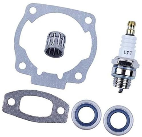 Pexorin Kit de bujías, cojinete, Sello de Aceite y Junta de silenciador de Cilindro for Husqvarna 50, 51 y 55, for Rancher, Piezas de Motosierra Bujía para cortacésped