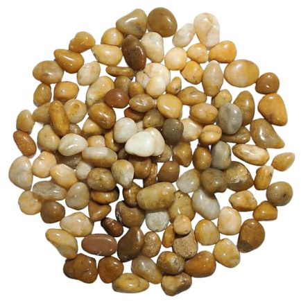 2000g Ciottoli Decorativi Giardino, 1-3 cm Pietre Decorative per Vasi Piccole, Sassolini Decorativi per Acquario Ciottoli Lucidati Naturali per Paesaggistica Vasi Piante Grasse (Giallo, 1-3 cm)