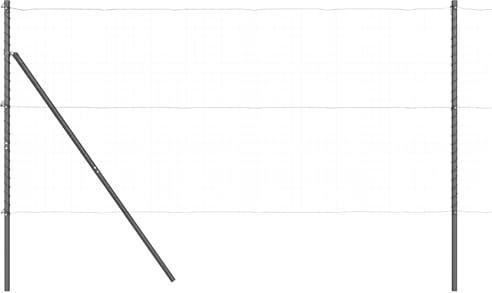 vidaXL 13er Set Zaunpfosten Grau Ø32mm 200cm Pulverbeschichteter Stahl - Robuste, wetterfeste Zaunaccessoires für deinen Garten oder die Terrasse. Höhenverstellbare Barriere.