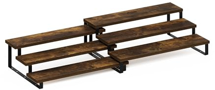 Furinno RAVEL Spice rack Set of 2, Ladder 3-Tier Cupboard Shelf Organiser, Expandable Kitchen Storage Shelves, for Storage & Organisation, Kitchen Island, Dining Room, Amber Pine