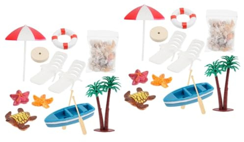HANABASS 2 Sätze Strandschalenschmuck Party -Aufkleber-Szene Mikro-strandzubehör Strandminiaturen Zum Basteln Winzig Dekoration Ozeandekor Mikrostrand- Mini-strandzubehör Plastik