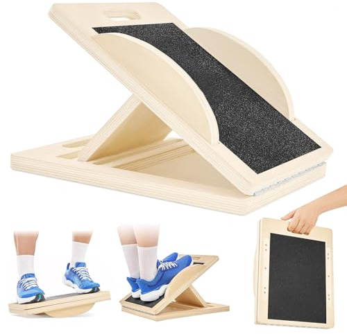 Schrägbrett, 2-in-1 Wadendehner aus Holz, Slant Board, Balance Board mit 5 Einstellbarem Winkeln für Wadendehnung und Gleichgewicht für Übung Körper Gleichgewicht strecken Beinmuskeln
