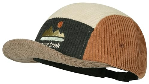 Clakllie Cappelli a tesa corta in velluto a 5 pannelli, vintage, con visiera corta, elegante cappello da baseball a tesa piatta Urban Street Skateboard cappello papà, CDUK-BSWP2585-Marrone, Taglia