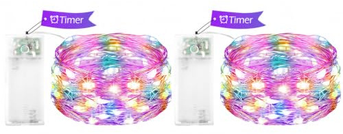 ENLACE 2 Stück LED Lichterkette Batterie mit Timer, 3M 30 LED Kupferdraht Lichterkette Innen Batteriebetrieben, Bunt Micro Lichterketten mit Timer für Weihnachten, Halloween, Hochzeit, Innen Deko
