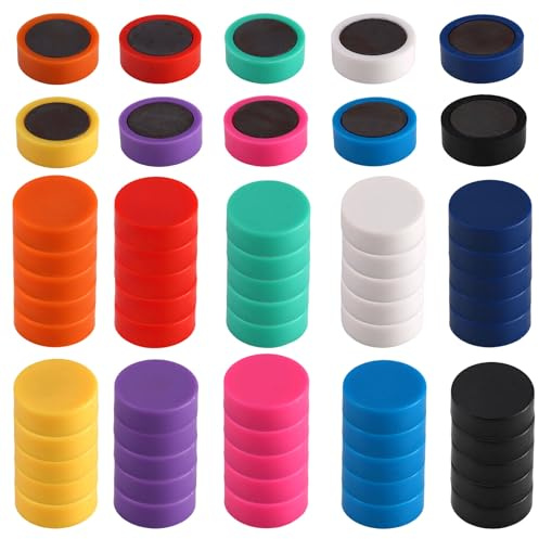 60 Stück Magnete Stark Bunt für Whiteboard Pinnwand Kühlschrank Magnetwand | Magnete für Magnettafel, 10 Farben Rund Magnet Klein, Dekorative Magneten Starker Halt, Kühlschrankmagnete