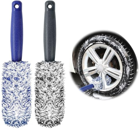 URAQT Zweiteiliges Mikrofaser Felgenbürsten Set, Geeignet für Leichtmetallfelgen, 30 cm Professionelle Felgenreinigungsbürste, aus hochwertigem Mikrofasermaterial, reinigt die Felgen schonend