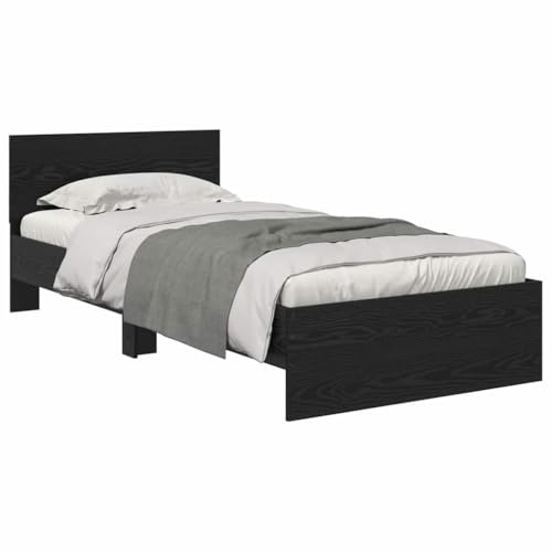 vidaXL Bettrahmen Schwarz Eichen-Optik 100 x 200 cm Holzwerkstoff