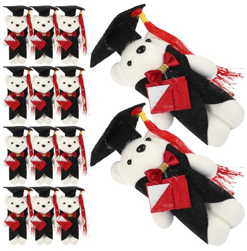 BESTonZON 14 Peluches de Graduación de Felpa Gorra Médica Mini Osos de Peluche para Obsequio y Decoración en Fiestas de Graduación Ramo Creativo de 14 Piezas para Celebración