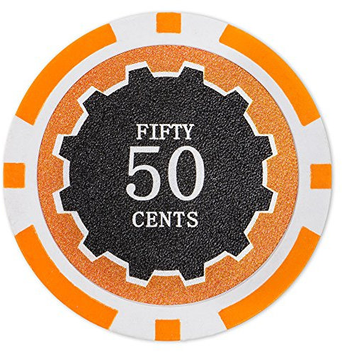 Brybelly Eclipse Set mit 50 Keramik-Pokerchips, 14 Gramm, Orange ($0,50 Orange)