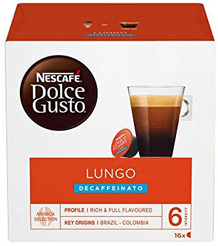 Nescafé - 16 x Dosettes / Capsules de Café Docle Gusto Lungo Decafféiné