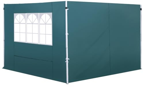 Outsunny 2,95m Pavillon wechselbare Seitenwand mit Fenster, Dunkelgrün | Wechselbare Seitenwände, Wände
