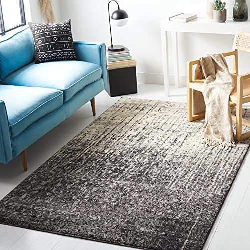 SAFAVIEH Retro Collection Area Rug - 6' x 9', Black & Light Grey, Modern Abstract Design, Non-Shedding & Easy Care, Ideal for High Traffic Areas in Living Room, Bedroom (RET2770-9079)