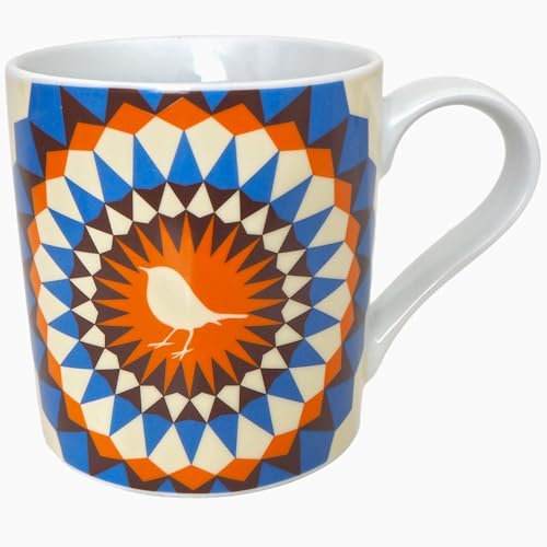 bright stem Mug Porcelain Cup Vintage Style Robin Design Coffee/Tea