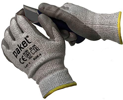 Pakel, schnittfeste Handschuhe, EN 388, CE-Level 5, Small (Size 7), grau, 1