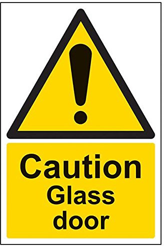 vsafety Caution Glas Tür, Portrait, (3 Stück), 200 mm x 300 mm, 3