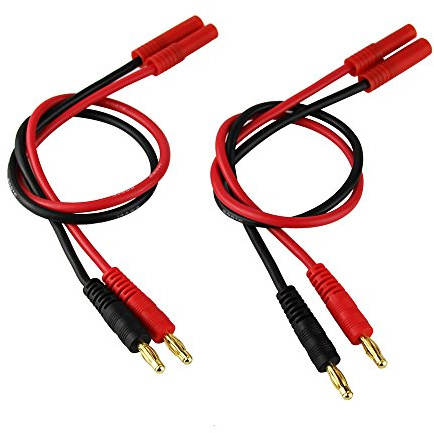 OliYin HXT 4mm Charge Cable to 4.0mm Banana Connector Plug with 14awg 30cm 11.8inch Silicone Wire(pack of 2)