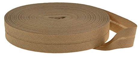 25m Baumwoll-Schrägband 14mm gefalzt, Farbwahl - Einfassband Nahtband Kantenband, Farbe:cappuccino