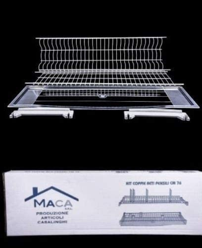 Escurreplatos de 76 cm esmaltado blanco para colgar platos con bandeja de plástico