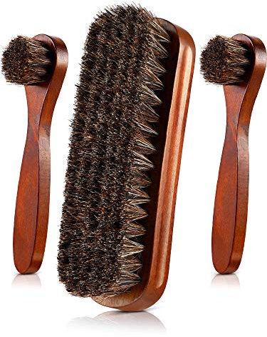 3 Pieces Horsehair Shoes Polish Brushes Care Clean Daubers Applicators (Set C)