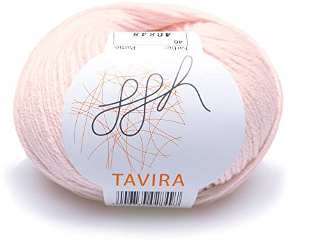 ggh Tavira - 100% Baumwolle - Lauflänge 80m auf 50g - Nadelstärke 4-5 - Wolle zum Stricken oder Häkeln geeignet - Farbe 046 - Puder-Rosa