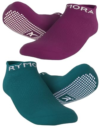 Rutschfeste Anti Skid Grip Socken (2 Paar) (perfekt für Pilates, Yoga, Barre, Dance, Martial Arts, Trampolin, Fitness, Krankenhaus, Reha, Home & Body Balance)