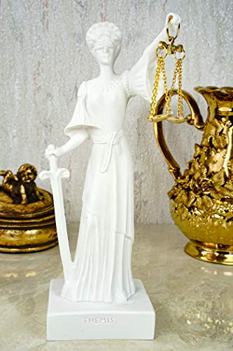 Kremers Schatzkiste Alabaster Justitia Göttin Figur Skulptur Themis BGB Recht Gerechtigkeit 25 cm weiß Gold