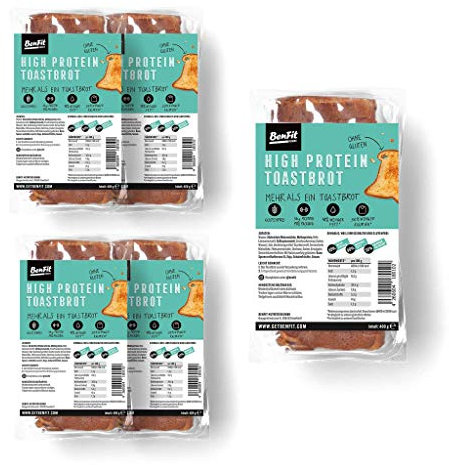 BenFit High Protein-Toastbrot – 5 x 400 g – glutenfreies Eiweiß-Toastbrot – ideal für eine eiweißreiche, fettarme, kalorienreduzierte und zugleich glutenfreie Ernährung