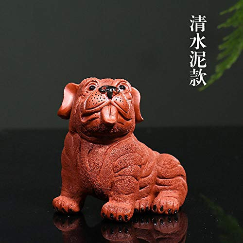 GBCJ Accessoires pour Service à thé Original minerai Violet Sable thé Animal de Compagnie à la Main Trompette Sculpture thé Jouer Kung Fu Service à thé Shar Pei-Clear Ciment Services à thé
