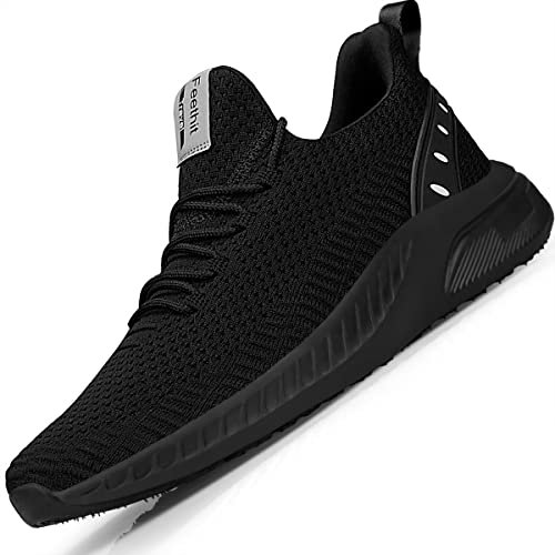 Feethit Sneakers Uomo Scarpe da Running Corsa Uomo Respirabile Mesh Palestra Scarpe da Lavoro Comode Leggere Nero 45