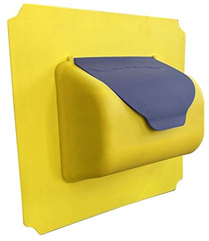 move and stic Platte 40x40 mit Spielfunktion Multifunktionsplatte mit Briefkasten gelb/grau