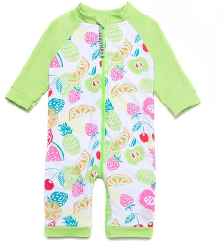 BONVERANO Traje baño bebé protección Solar UPF 50+ Cierre Cremallera Largo Completo (Verde, 12-18 Meses)