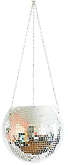 Disco Ball Planter Plastic Macrame Plant Hanger with Chains and Hook Boho Disco Mirror Ball Hanging Planter Round Pots Disco Ball Decor