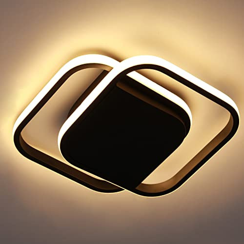 Lianye Lámpara de Techo LED, Plafon 30W Luz para pasillo dormitorio, cocina, interior blancas cálidas 3000K, (34CM, Negro)