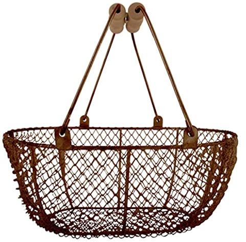 Esschert Design Drahtkorb Antikbraun oval mit 2 Griffen klein - Metall