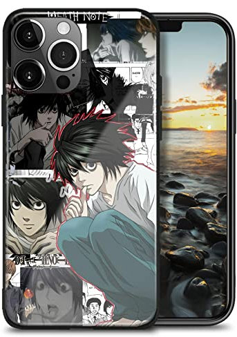 HWLHJJ Japanische Anime-Schutzhülle, Manga-Druck, weiches Silikon, stoßfestes Glas, Handyhüllen (L Lawliet Death Note,für iPhone 14 Pro Max)