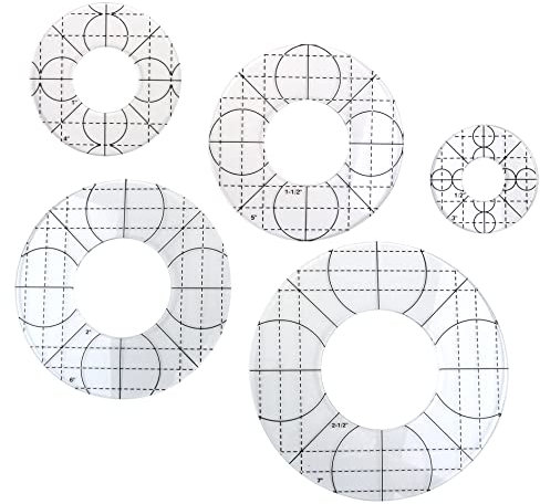 Meprotal 5 Stück Quilt-Vorlage Nähkreise Vorlage Nähmaschine Lineal Acryl Runde Stoff Schneiden Lineale DIY Nähwerkzeuge